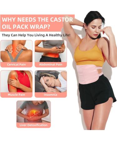Castor Oil Pack Wrap 2Pack Organic Cotton Waist and Neck Oil Packs Reusable for Relieve Stress Liver Detox Sleep Aid Adjustable Compress Wrap Kit Washable (Pink) - Buy Online on GoSupps.com