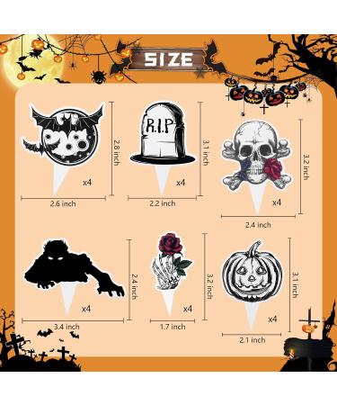 LEBERY 24Pcs Halloween Cupcake Toppers Halloween Cake Picks Tombstones Pumpkin Skull Bat Cupcake Food Picks Horror Halloween Cupcake Decorations Cake Topper for Halloween Theme Party Supplies - Buy Online on GoSupps.com