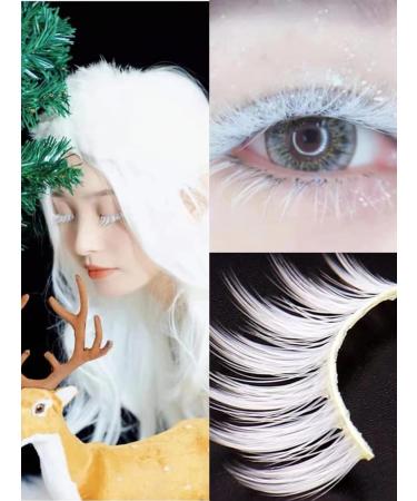 Manga Lashes False Eyelashes Fluffy False Lashes White Fake Eyelashes for Halloween Cosplay - Buy Online on GoSupps.com