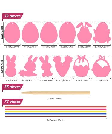 Whaline Easter Scratch Art Paper Set - 72Pcs Bunny Egg Rabbits Shape Scratch Paper Kit for Kids DIY Crafts - Colorful Hanging Ornaments for Easter Holiday - Buy Online on GoSupps.com