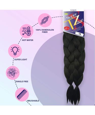 Xpression Pre-Stretched Braiding Hair 48 Inch 6 Bundles - 100% Kanekalon TZ Braid Extensions (Pack of 3) 1B - Buy Online on GoSupps.com
