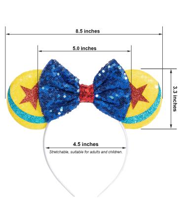 ChuangQi Mouse Ears Headband with Shiny Bow, Double-Sided Sequins, Yellow & Blue, for Birthday Party or Celebration (XC22) - Buy Online on GoSupps.com