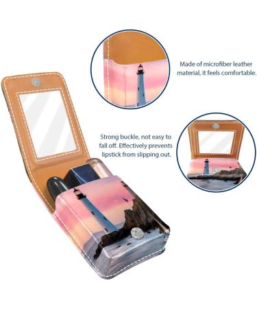 Travel Lipstick Organizer Case | Portable Makeup Bag with Mirror | White Lighthouse Pink Sky - Z910v0paao - Buy Online on GoSupps.com