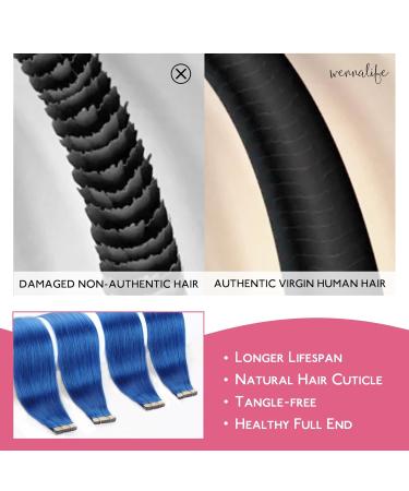 Buy Real Hair Blue Tape Extensions - 10pcs Invisible Smooth 45cm 25g | Durable Highlight Extensions for Girls - Buy Online on GoSupps.com