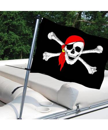 Jolly Roger Pirate Boat Flag 12x18 Made In USA - Small Red Bandana Pirate Yacht Skull Flag for Beach Decor - Heavy Duty 3 Ply Banner - Buy Online on GoSupps.com