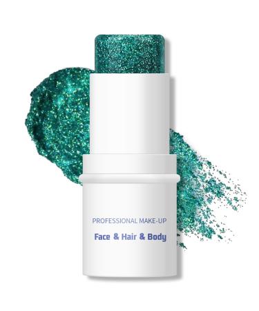 KYDA Body Glitter Stick Chunky Glitter Gel for Face Body Hair Sparkling Holographic Mermaid Sequins Paint Waterproof Multiuse Makeup Glitter Gel Green