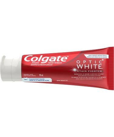Colgate Optic White Stain Fighter Teeth Whitening Toothpaste Clean Mint Paste 90 mL Clean Mint Paste 90 ml (Pack of 1) - Buy Online on GoSupps.com
