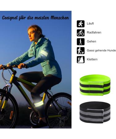 Partideal 8-Piece Reflective Ligaments Stripes Pants Clip - Elastic Reflector Straps for Cycling & Jogging - Green & Black - Buy Online on GoSupps.com