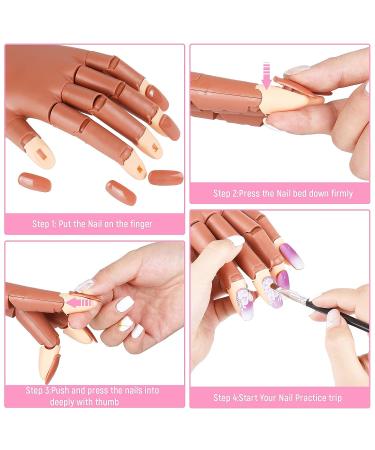 Flexible Mannequin Hand with 200 Nail Tips - Acrylic Nail Practice Set for Beginners and Professionals - Buy Online on GoSupps.com