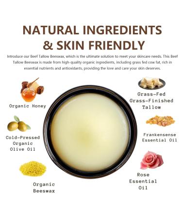 Organic Beef Tallow Face Cream - Grass-Fed Beeswax & Honey Hydration Skin Nourishment - Buy Online on GoSupps.com