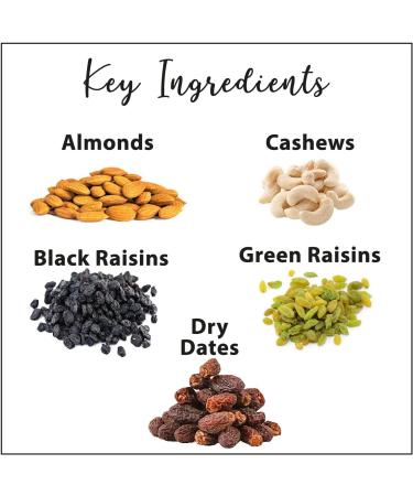 Green Velly Foods - Mix Dry Fruits (Panchmewa) 200g Pouch | Almonds Cashews Green Raisins Black Raisins Dry Dates | Healthy & Nutritious | Rich in Iron Fibre & Vitamins - Buy Online on GoSupps.com