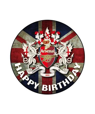 YummyArt Edible Cake Topper - edible cake decorations 20cm diameter edible cake toppers compatible with arsenal cake toppers edible football cake toppers edible