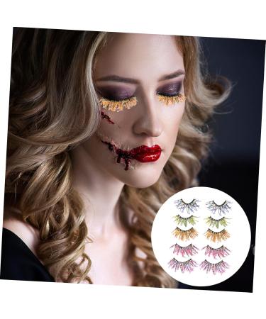 Beavorty 5 Pairs colored false eyelashes makeup glitter eyelashes with color on the end long eyelashes for halloween false lash extensions makeup eyelashes chemical fiber fluffy 3d - Buy Online on GoSupps.com