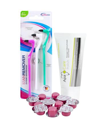 Wellsamed savings set with 3 pieces of the Remover tartar remover and 10x Mira-Clin polishing paste + 1x apacare polish toothpaste for effective tartar removal