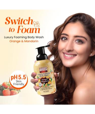 Luxury Foaming Body Wash - Hydrating Argan Oil & Pro Vit B5 - pH 5.5 for All Skin Types - 400ml Orange & Mandarin - Buy Online on GoSupps.com