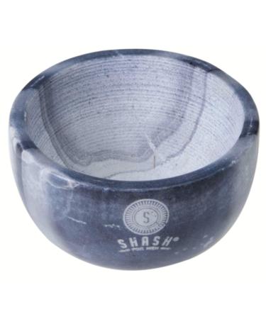 SHASH Marble Shaving Bowl, Grey - Lather Mug with Interior Grooves Builds a Rich, Foamy Froth - Retains Heat for a Close, Comfortable Shave - Compact, Sophisticated Design (Gray)