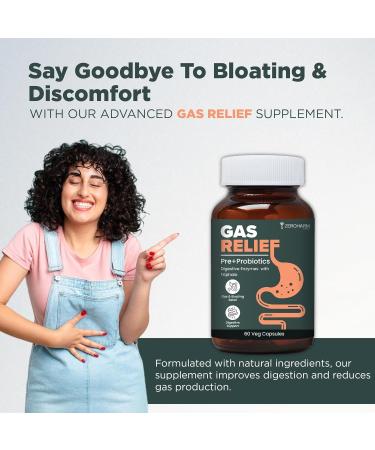 Natural Gas Relief Capsules | Helps in Reducing Acidity Recurrence With Digestive Enzymes Pre-Probiotics & Triphala | Reduces Bloating Flatulence & Enhances Digestion | 60 Capsules - Buy Online on GoSupps.com