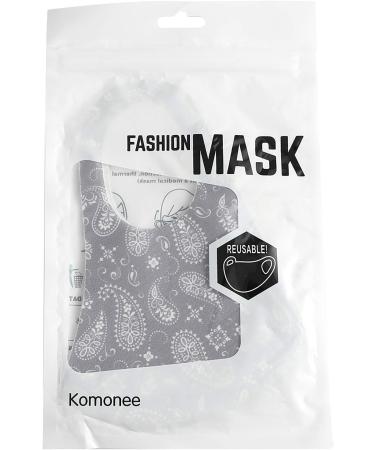 Komonee Paisley Face Mask Reusable Washable - Grey | Dustproof Cloth Mouth Cover for Men Women - Ideal for Cycling, Skiing & Indoors - Buy Online on GoSupps.com