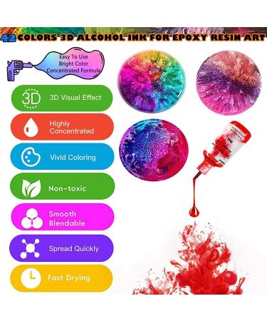 Alcohol Ink Set - 42 Vibrant Colors, High Concentration, Alcohol-Based Ink for Resin Art - 10ml Bottles, Ideal for Petri Dish Painting, Tumbler Cup Making & Coaster DIY - Buy Online on GoSupps.com