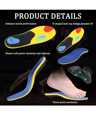 Orthotic Insoles for Plantar Fasciitis Relief | Arch Support Inserts for Men & Women | Shock-Absorbing Comfort for Flat Feet & High Arches | Breathable Design - Black 275mm - Buy Online on GoSupps.com