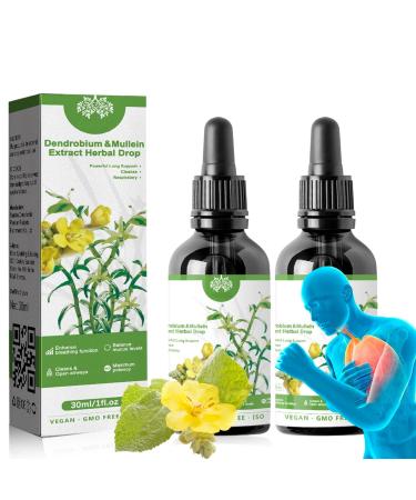 Clearbreath Dendrobium & Mullein Extract Drops Mullein Leaf Extract for Lungs Herbal Lung Health Essence Herbal Body Care Essence Clear Breath Dendrobium Mullein Extract for Lung (2 Pcs)