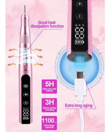 Kalolary Electric Nail Files 20000RPM Professional Nail Drill for Acrylic Nails Gel Portable USB Electric Nail Drill with 13 Drill Bits 30 Sanding Bands Manicure Pedicure Kit for Home Nail Salon - Buy Online on GoSupps.com