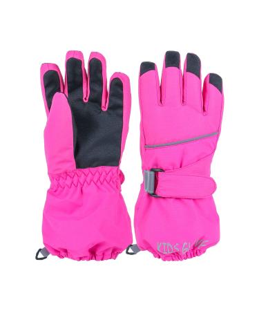 Kids Ski Gloves - Waterproof Winter Warm Gloves Cold Weather Windproof Anti Slip Snowboard Snow Gloves for Boys and Girls(4-14 Years) Pink Kids-M(8-10Years)