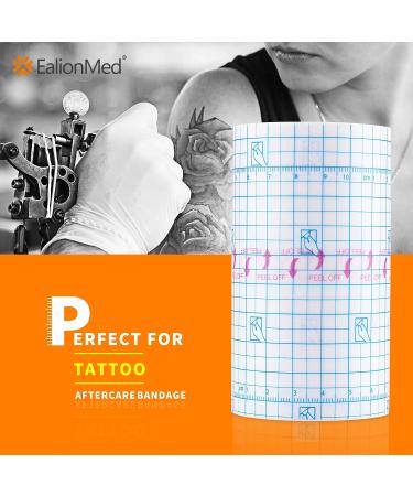 EalionMed Tattoo Aftercare Bandage Roll 4in x 11yd - Transparent Film Dressing for Shower Shield - Waterproof, Soft, Conformable & Breathable - Buy Online on GoSupps.com