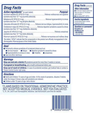 Boiron StressCalm Tablets - Relief for Stress, Anxiety, Nervousness, Irritability, and Fatigue - 120 Count (2 Pack of 60) - Buy Online on GoSupps.com