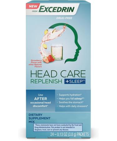 Excedrin Head Care Replenish Plus Focus & Sleep Drink Mix - 24 Packets + Magnesium Riboflavin Vitamin B6 - 110 Count - Buy Online on GoSupps.com