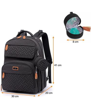 BabbleRoo Large Diaper Backpack with Changing Mat Pacifier Bag & Stroller Straps - Black | International Shipping - Buy Online on GoSupps.com