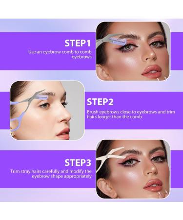 2PCS Upgraded Eyebrow Trimmer Scissor 2 in 1 Eyebrow Scissors with Comb Curved Eyebrow Comb Trimmer Non-Slip Stainless Steel Eyebrow Trimming Scissors Facial Hair Removal Trimmer (A) - Buy Online on GoSupps.com