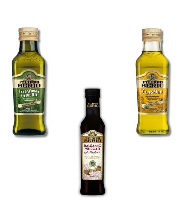 Filippo Berio Olive Oil Pick N Mix - Choose From Bottle with 3 Flavours | Balsamic Vinegar of Modena Extra Virgin and Pure for Salad Dressings & Cooking Olive-Oil - Pack of 2 x 250ml
