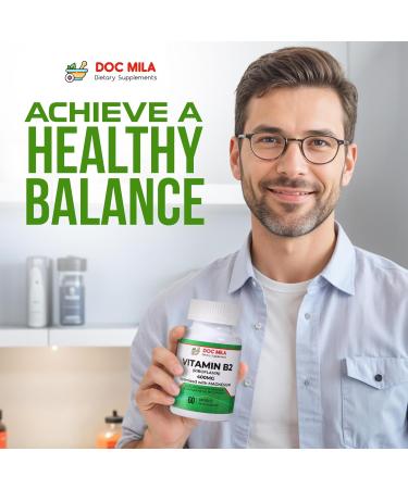 Vitamin B2 Riboflavin 400mg Capsules Migraine Relief Supplement for Kids & Adults Headache Support Vegan Vitamin Tablets 60 Pills (200mg per Capsule) - Buy Online on GoSupps.com