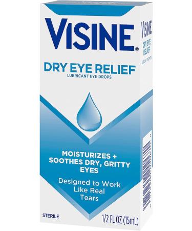 Visine Dry Eye Relief Lubricant Eye Drops | Moisturize & Soothe Irritated Eyes | Polyethylene Glycol Formula | 0.5 fl. oz - Pack of 1 - Buy Online on GoSupps.com
