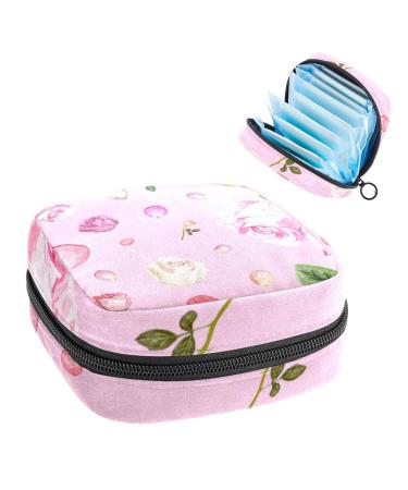 Women's bonds storage bags still pad pink roses portable period kit bag feminine product bag for women girls color2