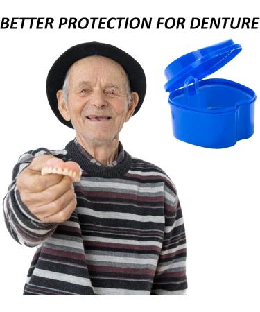 Denture Box for False Teeth Storage - Dental Prosthesis Container with Sieve - Dark Blue Retainer Holder for Cleaning & Organization - Buy Online on GoSupps.com