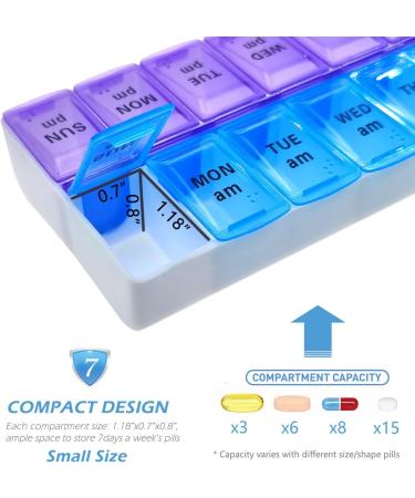 VOFOON Travel Pill Organizer - 7 Day AM PM Case PU Leather Portable Pill Box for Vitamins & Supplements - Small Black Travel Pouch for Men & Women - Buy Online on GoSupps.com