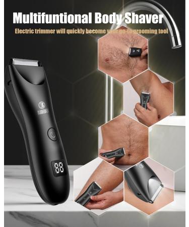 ENSSU Men's Body Hair Trimmer with Light | No Nicks Ball Trimmer | Waterproof Pubic Groin Hair Groomer | Rechargeable with LED Display - Buy Online on GoSupps.com