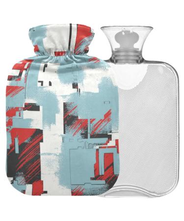 Naanle hot hot water bottle with cover black red karo transparent hot water bottle heat bottle for back pain relief handfoot warmer neck warmth and cold therapy 1l