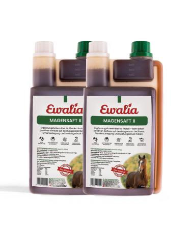 Ewalia Magensaft II Special feed supplement for horses in case of stress and tournament excitement – Support for sensitive stomach, developed with veterinarians, 100% natural, 2 x 1 litre