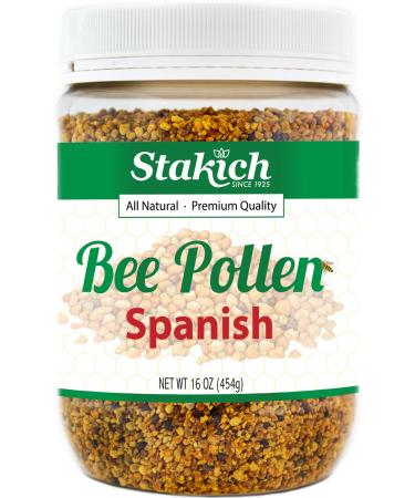 Stakich Spanish Bee Pollen Granules - 1 Pound (16 Ounce) - Pure Natural Unprocessed 16.0 Ounce (Pack of 1)