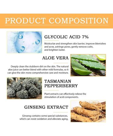 Glycolic Acid 7% Toning Solution 250ml Hydrating Toner for Face Smoothing Face Toner Facial Exfoliation for Blemishes and Acne Facial Moisturizer-Repair Damage Skin Strengthen Skin - Buy Online on GoSupps.com