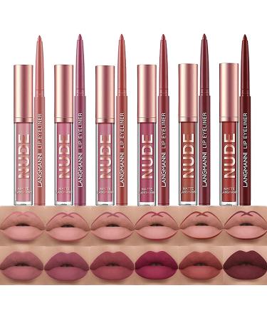 Skynest Lip Liner and Lipstick Makeup Set 6 Velvety Matte Liquid Lipsticks + 6 Matching Smooth Lip Liner