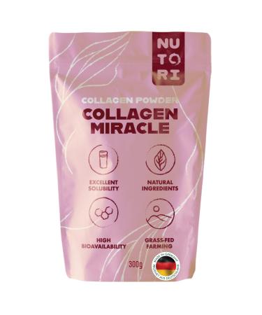Nutori Collagen Powder 300g - Type I & III - Optimal Bioavailability and Solubility - Pasture-Raised - Hydrolyzed Collagen Powder Peptides - Produced and Laboratory Tested in