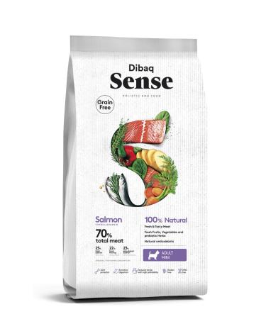 Dibaq Sense Grain Free Salmon Mini. Dry Food for Small Breed Dogs Hypoallergenic Complete Food 100% Natural Sense Grains with Salmon. 2 Kg