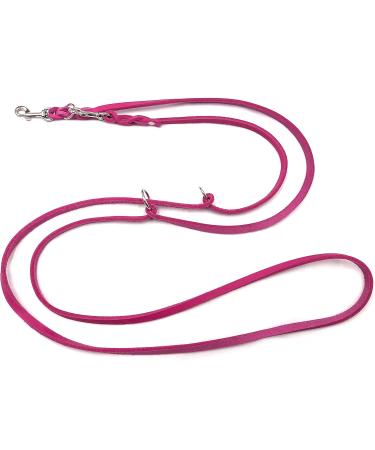 Premium Adjustable Fat Leather Dog Leash for Small & Large Dogs - 5m Double Leash in Pink | Durable & Stylish - Buy Online on GoSupps.com