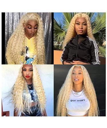 Blonde 13x4 Lace Front Wig Curly Transparent Brazilian Remy Real Hair for Black Women | 150% Density | 24 Inches - Buy Online on GoSupps.com