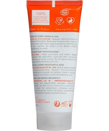 Eq | Organic Mineral Sunscreen SPF30 - Face Body - Water Resistant - Medium Solar - UVA UVB Protection - Bio Label COSMEBIO ECORCERT - 100 ml - Buy Online on GoSupps.com