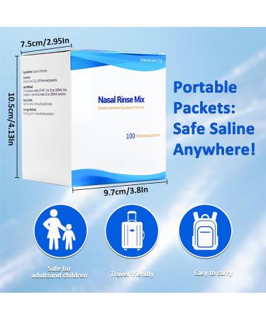 Neti Pot Salt Packets 100 Count (2.7g Each) | Individually Wrapped Saline for Nasal Rinse & Sinus Care | Pure Sodium Chloride | Fits Neti Pots Squeeze Bottles 100 Nasal Wash Salt 20 - Buy Online on GoSupps.com